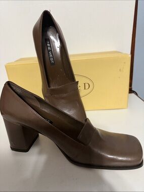Nine West Brown Square-Toe Loafers